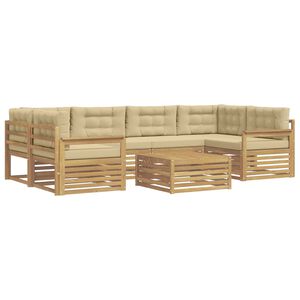 vidaXL Ensemble de canap&eacute;s d'ext&eacute;rieur 7 pc Blanc et Beige Polyester