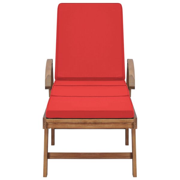 vidaXL Chaises longues avec coussins 2 pcs Bois de teck solide Rouge