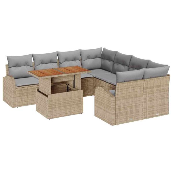 vidaXL Ensemble de canap&eacute; de jardin 9 pcs beige et gris clair