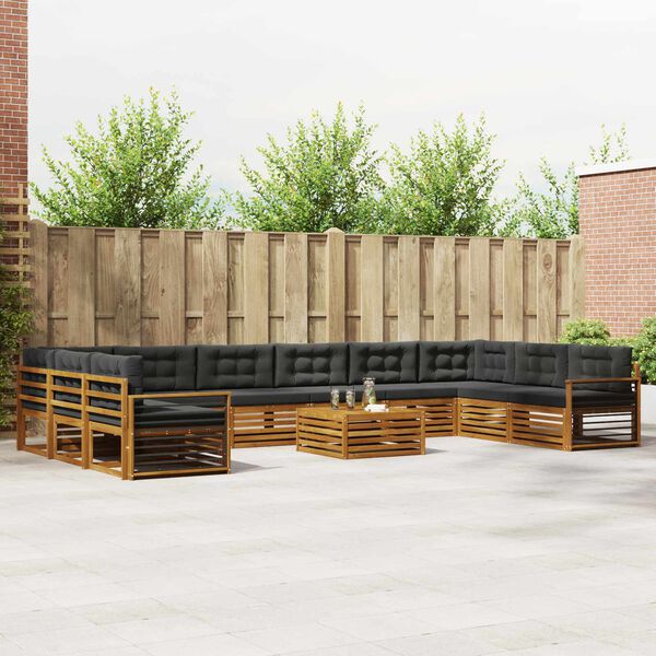 vidaXL Ensembles de canap&eacute;s avec coussin 11 pcs Naturel et Anthracite