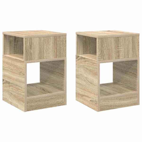 vidaXL Table d'appoint 2 pcs Ch&ecirc;ne Sonoma 30,5 x 30 x 45 cm