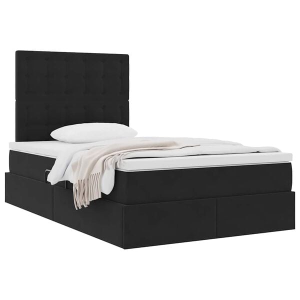 vidaXL Lit avec rangement et matelas Noir 120 x 190 cm Velours