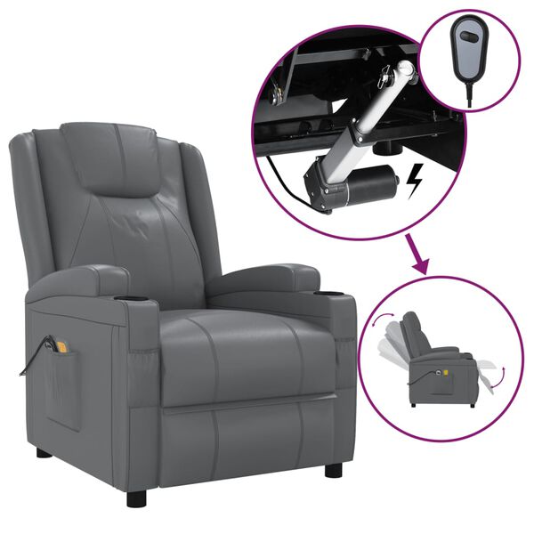 vidaXL Fauteuil de massage &eacute;lectrique Anthracite Similicuir