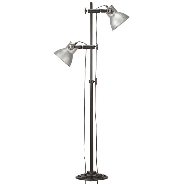 vidaXL Lampadaire avec 2 abat-jour Argenté E27 Fonte