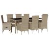 vidaXL Ensemble &agrave; manger de jardin et coussins 9 pcs beige Poly rotin