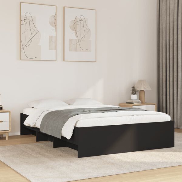 vidaXL Cadre de lit sans matelas noir 140x190 cm bois d'ing&eacute;nierie