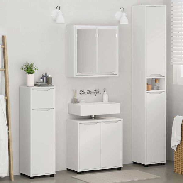 vidaXL Ensemble de mobilier de salle de bain avec tiroir 4 pcs Blanc