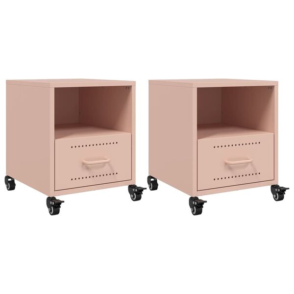 vidaXL Tables de chevet 2 pcs rose 36x39x43,5 cm acier