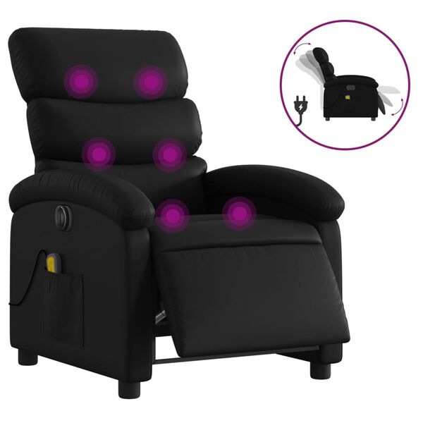 vidaXL Fauteuil de massage inclinable &eacute;lectrique noir similicuir