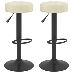 vidaXL Tabourets de bar lot de 2 cr&egrave;me velours