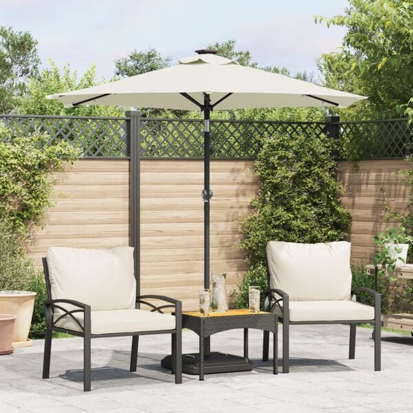 vidaXL Parasol de jardin avec LED et m&acirc;t en acier blanc 225x225x212 cm