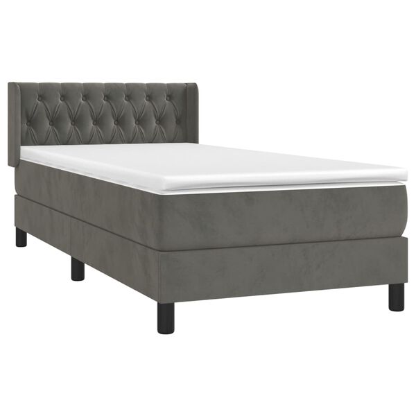 vidaXL Sommier &agrave; lattes de lit avec matelas Gris fonc&eacute; 100x200 cm