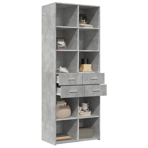 vidaXL Buffet haut gris b&eacute;ton 70x42,5x185 cm bois d'ing&eacute;nierie