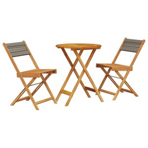 vidaXL Ensemble de bistro 3 pcs gris polypropyl&egrave;ne et bois massif