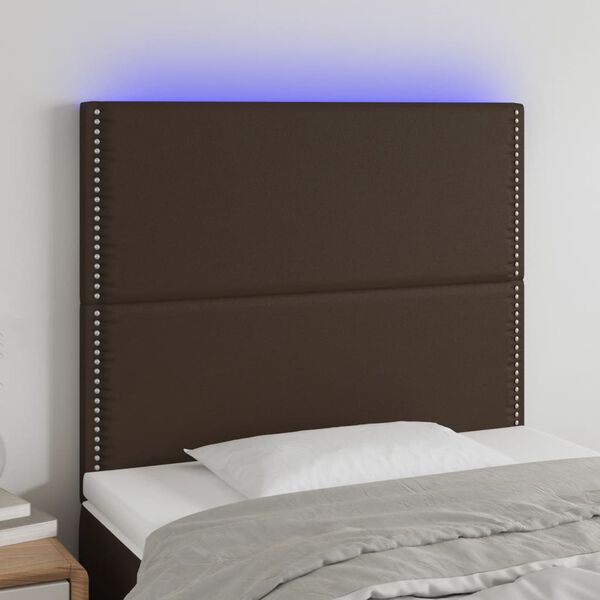 vidaXL T&ecirc;te de lit &agrave; LED Marron 80x5x118/128 cm Similicuir