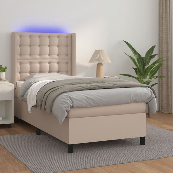 vidaXL Sommier à lattes de lit matelas LED Cappuccino 100x200 cm