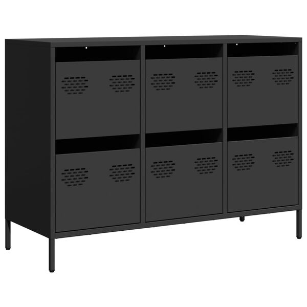 vidaXL Buffet noir 101,5x39x73,5 cm acier lamin&eacute; &agrave; froid