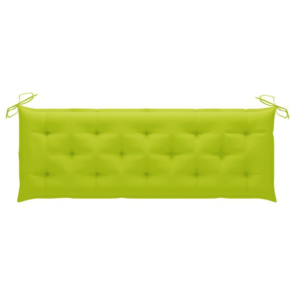 vidaXL Banc Batavia avec coussin vert vif 150 cm Bois de teck massif