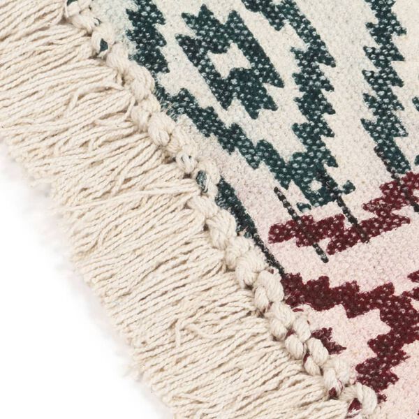 vidaXL Tapis tiss&eacute; &agrave; la main Coton 120x180 cm Imprim&eacute; Multicolore