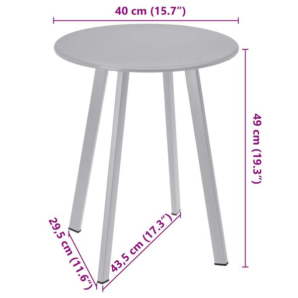 ProGarden Table d'appoint 40x49 cm gris mat