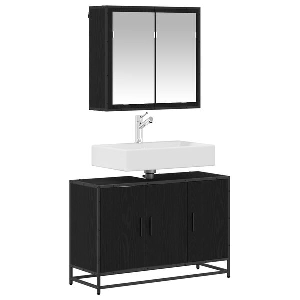 vidaXL Ensemble de mobilier de salle de bain 2 pcs Ch&ecirc;ne noir