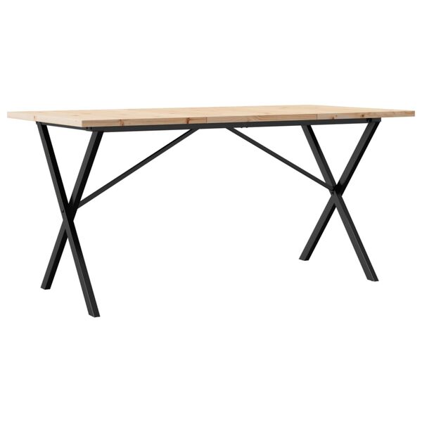 vidaXL Table à manger cadre en X 140x80x75,5 cm bois pin massif acier