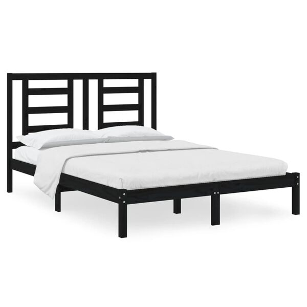 vidaXL Cadre de lit sans matelas noir 140x190 cm bois de pin massif