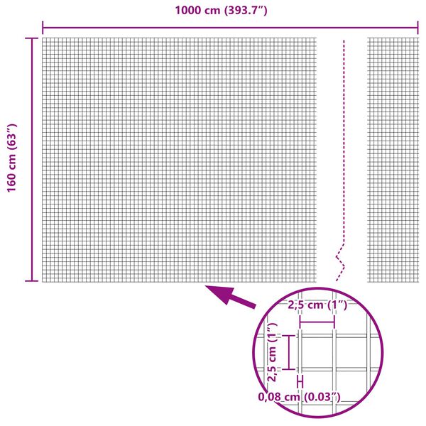 vidaXL Cl&ocirc;ture en fil soud&eacute; Argent 1.6 x 10 m
