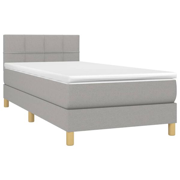 vidaXL Sommier &agrave; lattes de lit matelas LED Gris clair 100x200 cm Tissu