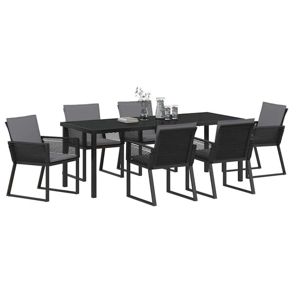 vidaXL Ensemble de salle &agrave; manger pour jardin 7 pcs Noir