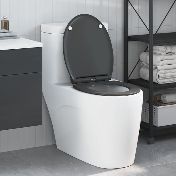 vidaXL Si&egrave;ge de toilette Anthracite 47 x 37,5 x 3,8 cm Duroplast