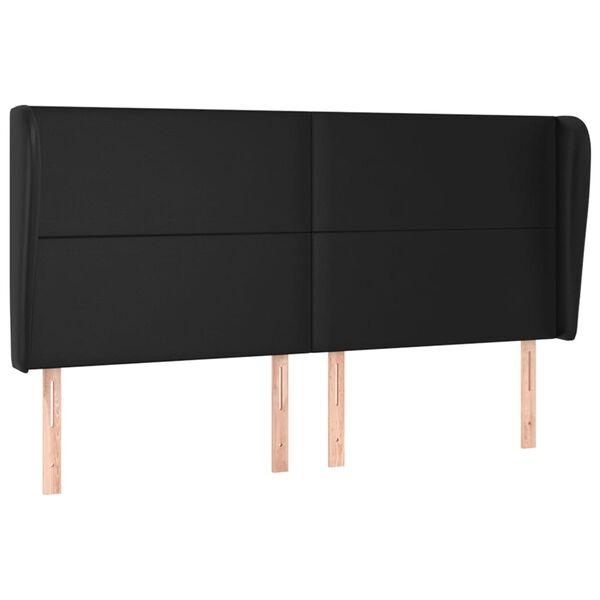 vidaXL Tête de lit avec oreilles Noir 163x23x118/128 cm Similicuir