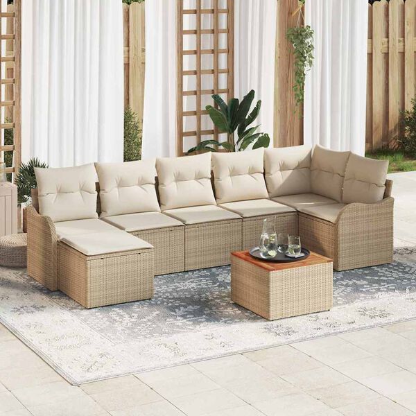 vidaXL Ensemble de canap&eacute; de jardin 8 pcs Beige Poly rotin