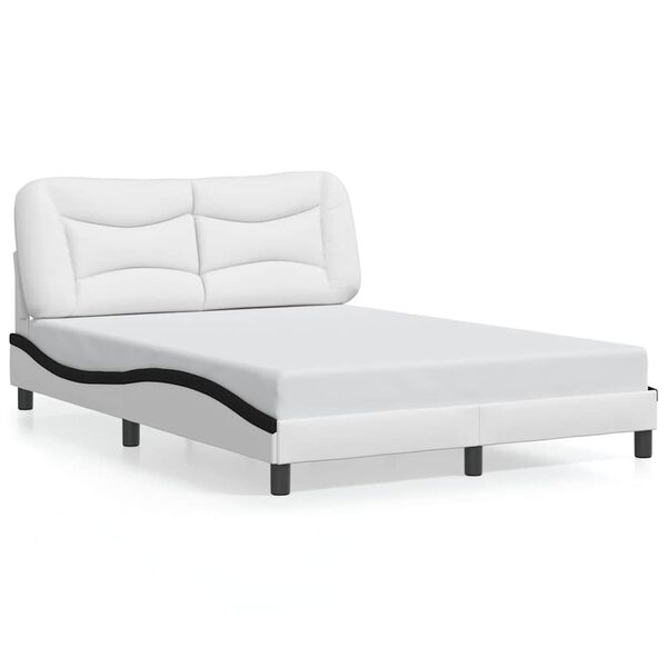 vidaXL Cadre de lit sans matelas Hvar blanc et noir 140x190 cm similicuir