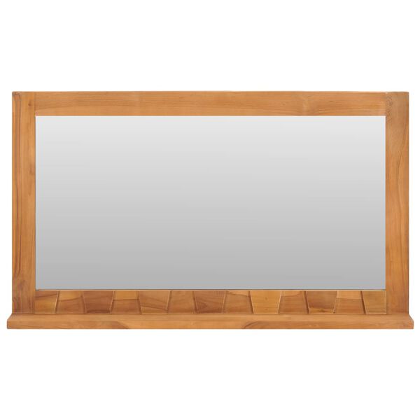 vidaXL Miroir mural avec étagère 100x12x60 cm Bois de teck massif