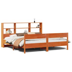 vidaXL Lit biblioth&egrave;que sans matelas cire marron 200x200 cm pin massif