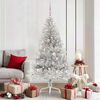 vidaXL Sapin de No&euml;l artificiel pr&eacute;-&eacute;clair&eacute; Argent 180 cm PET