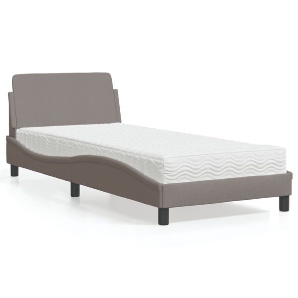 vidaXL Lit avec matelas Dover taupe 90x190 cm tissu