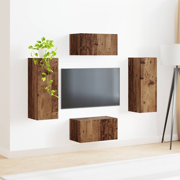 vidaXL Ensemble meuble TV 2 pcs Bois ancien Bois d'ing&eacute;nierie