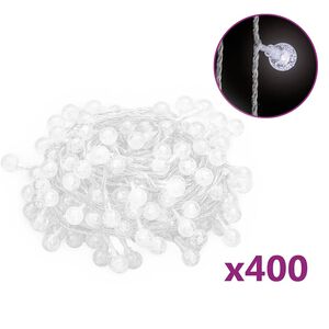 vidaXL Guirlande lumineuse Globe 40 m 400 LED Blanc froid 8 fonctions