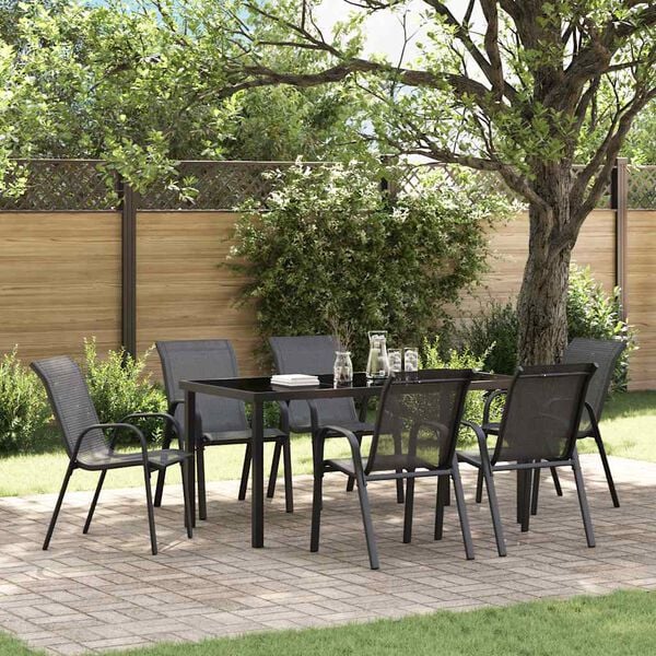 vidaXL Chaises empilables de jardin lot de 6 Noir Tissu textilène