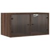vidaXL Armoires murales portes vitr&eacute;es 2 pcs ch&ecirc;ne marron 68,5x37x35cm