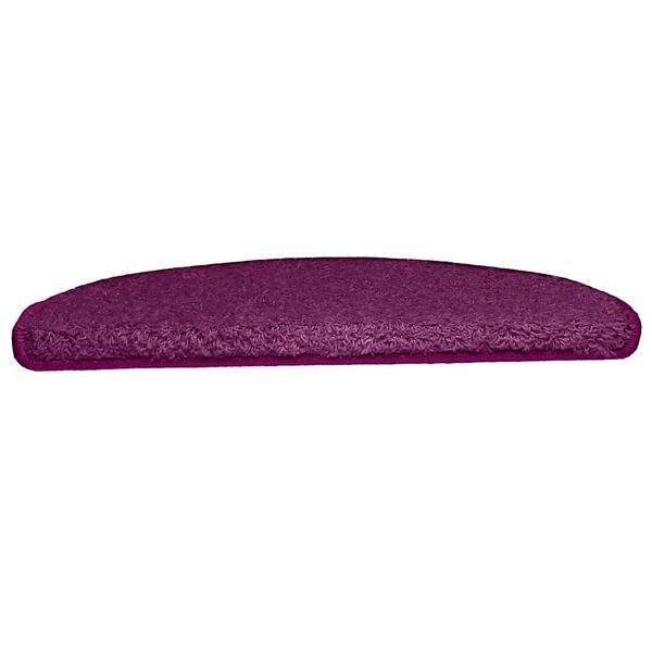 vidaXL Tapis d'escalier 10 pi&egrave;ces 65 x 21 x 4 cm Violet Demi-rond Grand