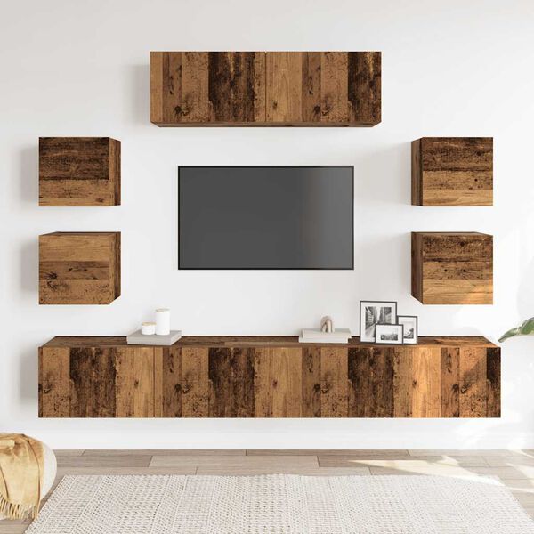 vidaXL Ensemble de meuble TV mural 7 pcs vieux bois bois d'ingénierie