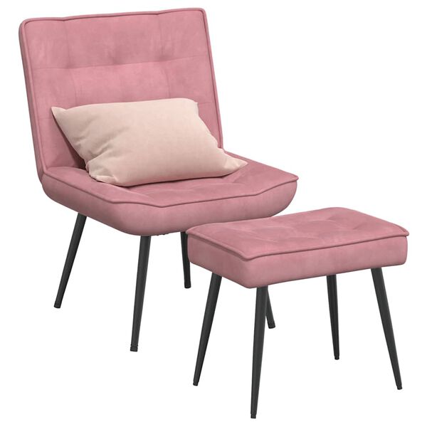 vidaXL Chaise de relaxation avec tabouret Rose Velours