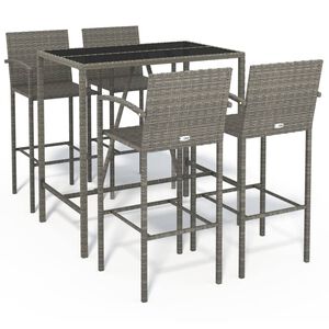 vidaXL Ensemble de bar de jardin 5 pcs gris r&eacute;sine tress&eacute;e