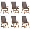 vidaXL Chaise de jardin 6 pc Marron et gris Bois de teck massif