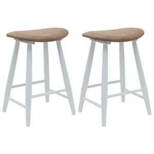 vidaXL Chaises de salle &agrave; manger 2 pc Bois de Caoutchouc Massif Blanc