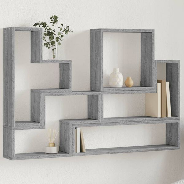 vidaXL &Eacute;tag&egrave;re murale sonoma gris 96x12x64 cm bois d'ing&eacute;nierie