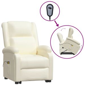 vidaXL Fauteuil de massage Cr&egrave;me Similicuir